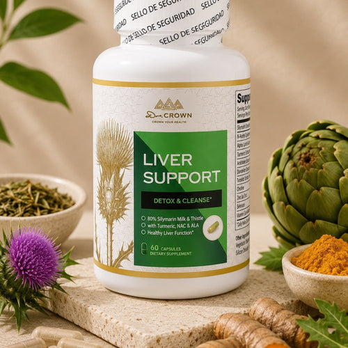 Frasco de Liver Support con cardo mariano, NAC, cúrcuma y alcachofa, 60 cápsulas