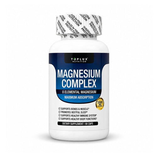 Frasco de Magnesium Complex con 8 formas de magnesio elemental, 90 cápsulas
